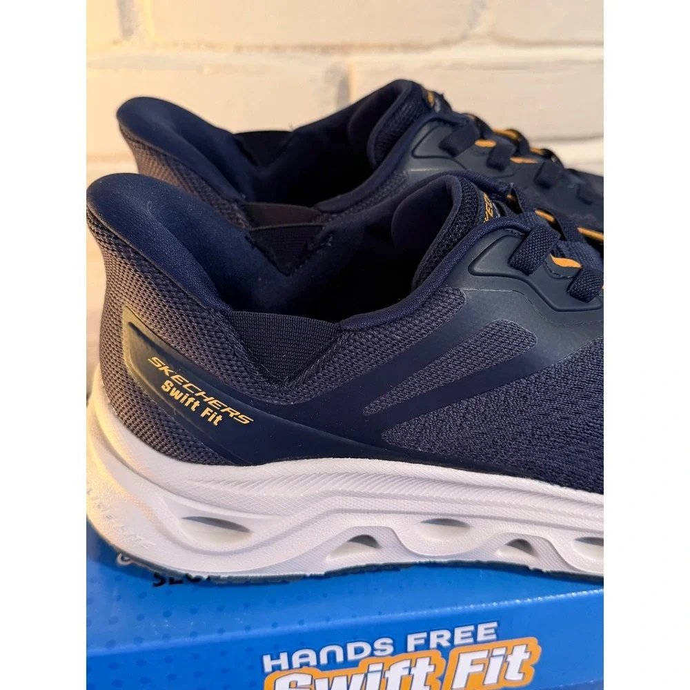 Skechers Mens Hands Free Slip-ins Glide-Step Swift Fit Navy Blue Shoes •11• Walk